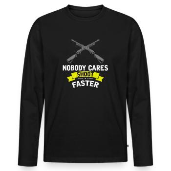 Funny Duck Hunting Design Hunter Hunting Duck Design - Men's Premium Organic Long Sleeve Shirt - black - Front - Nico (187cm)
