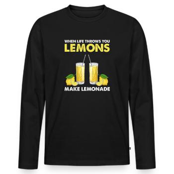 Limonade Limonade Limonade Limonade Stand Design - T-shirt manches longues Premium bio Homme - noir - Devant - Nico (187cm)