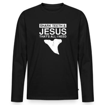 Paleontologist Designs Fossil Hunter Student - Men's Premium Organic Long Sleeve Shirt - black - Front - Nico (187cm)