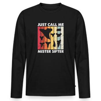 Paleontologist Designs Fossil Hunter Student - Men's Premium Organic Long Sleeve Shirt - black - Front - Nico (187cm)