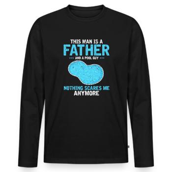 Pool Guy Design pour PoolBoy et Pool Cleaner - T-shirt manches longues Premium bio Homme - noir - Devant - Nico (187cm)