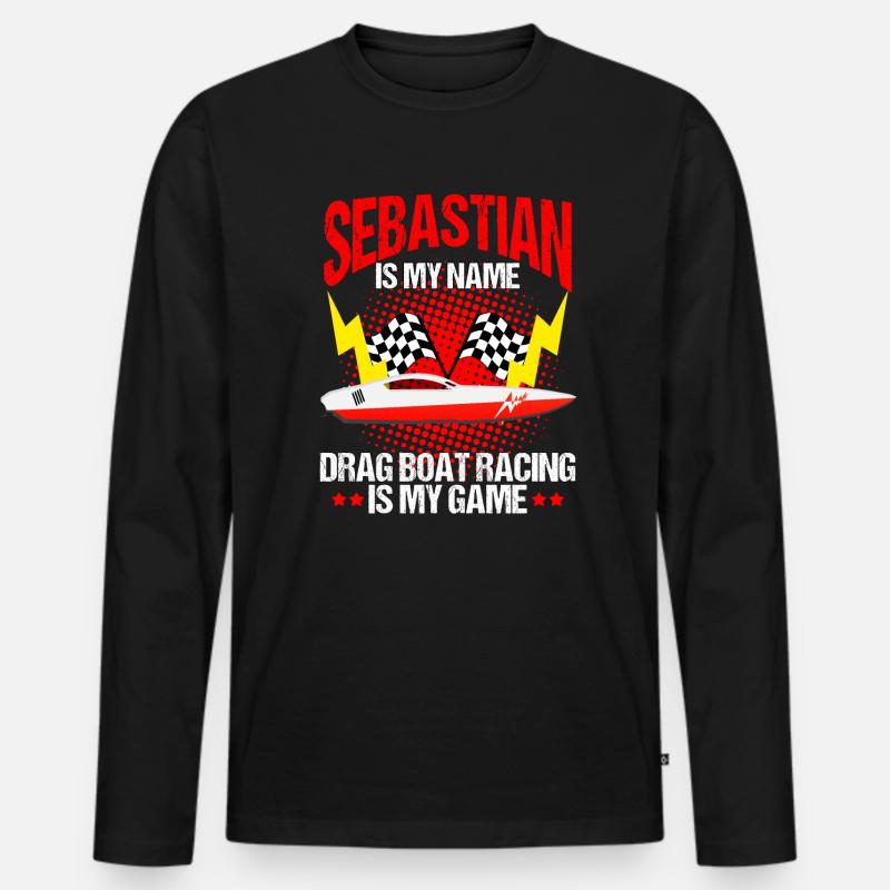 Schnellboot-Rennen Design for Rennbootfahrer - Männer Premium Bio Langarmshirt - Schwarz