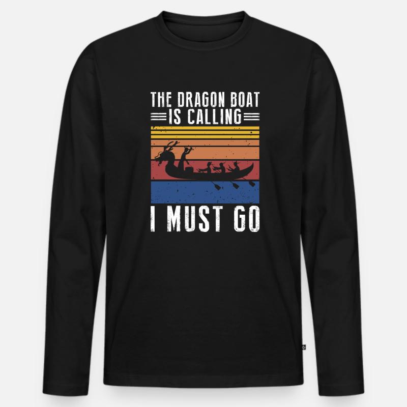 Drachenboot und Drachenboot Crew - Männer Premium Bio Langarmshirt - Schwarz