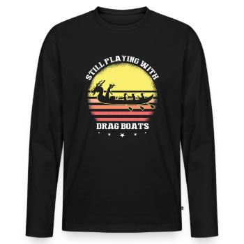 Drachenboot und Drachenboot Crew - Männer Premium Bio Langarmshirt - Schwarz - Vorne - Nico (187cm)