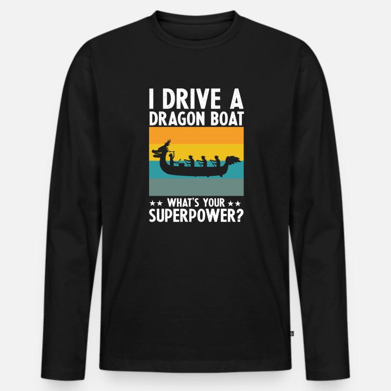 Drachenboot und Drachenboot Crew - Männer Premium Bio Langarmshirt - Schwarz