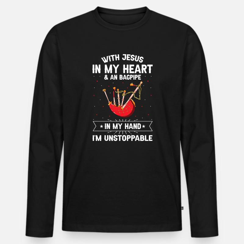 Dudelsacktraining und Dudelsackspiel - Männer Premium Bio Langarmshirt - Schwarz