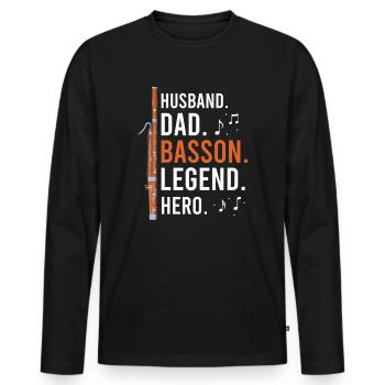 Instrument à vent en bois et instrument à vent basson - T-shirt manches longues Premium bio Homme - noir - Devant - Nico (187cm)