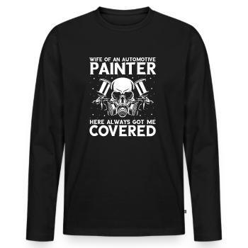 Autolackierer Angebot für Karosseriebauer - Männer Premium Bio Langarmshirt - Schwarz - Vorne - Nico (187cm)