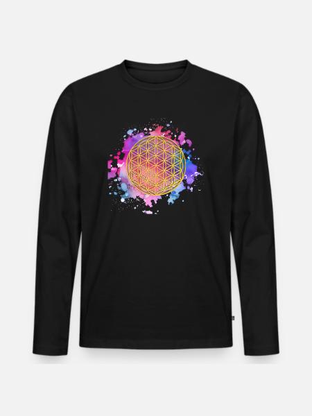 The Flower of Life - Men's Premium Organic Long Sleeve Shirt - black
