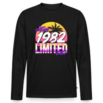 1982 Retro Jahrgang 82 Geburtstag 80er - Männer Premium Bio Langarmshirt - Schwarz - Vorne - Nico (187cm)