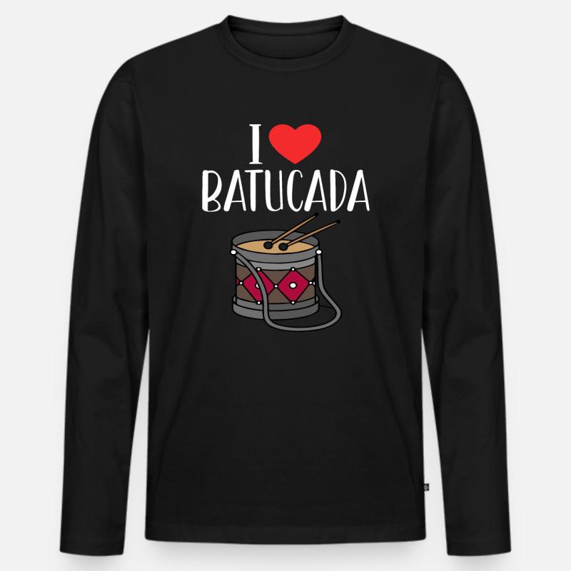 Batucada-Trommel-Humor - Männer Premium Bio Langarmshirt - Schwarz