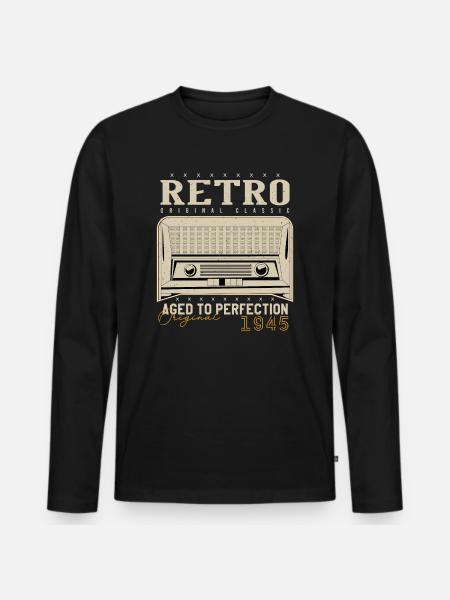 Retro 1945 Birthday Gift 1945 Vintage 1945 - Men's Premium Organic Long Sleeve Shirt - black