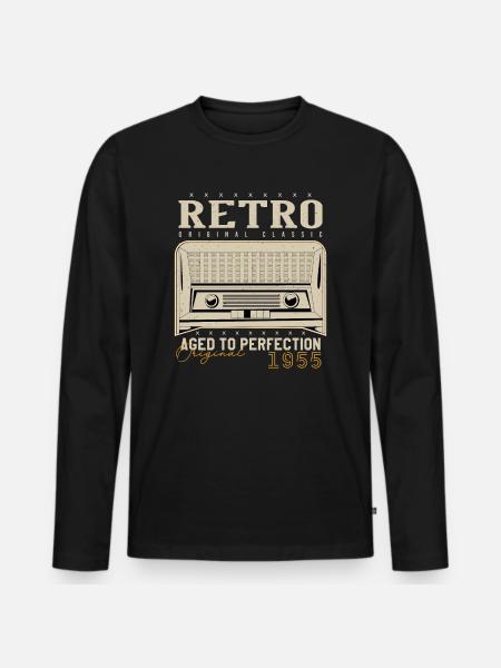 Rétro 1955 Cadeau Anniversaire 1955 Millésime 1955 - T-shirt manches longues Premium bio Homme - noir
