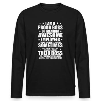 Humour, Citations cool, Fête des pères - T-shirt manches longues Premium bio Homme - noir - Devant - Nico (187cm)