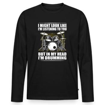 Batteur Drummer Drums Drumsticks Drumming - T-shirt manches longues Premium bio Homme - noir - Devant - Nico (187cm)