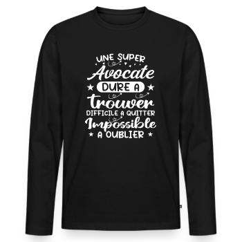 Une Super Avocate - Cadeau avocate - T-shirt manches longues Premium bio Homme - noir - Devant - Nico (187cm)