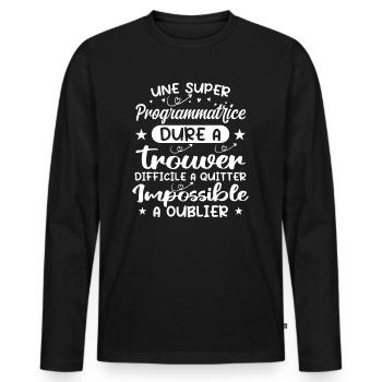 Une Super Programmatrice - Cadeau programmatrice - T-shirt manches longues Premium bio Homme - noir - Devant - Nico (187cm)