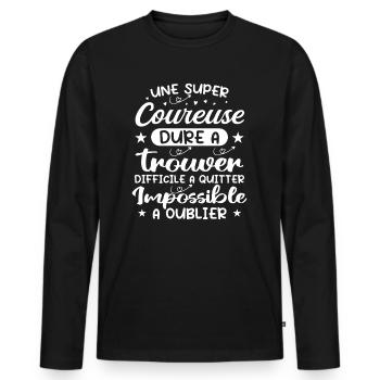 A Super Runner - Runner Gift - Men's Premium Organic Long Sleeve Shirt - black - Front - Nico (187cm)