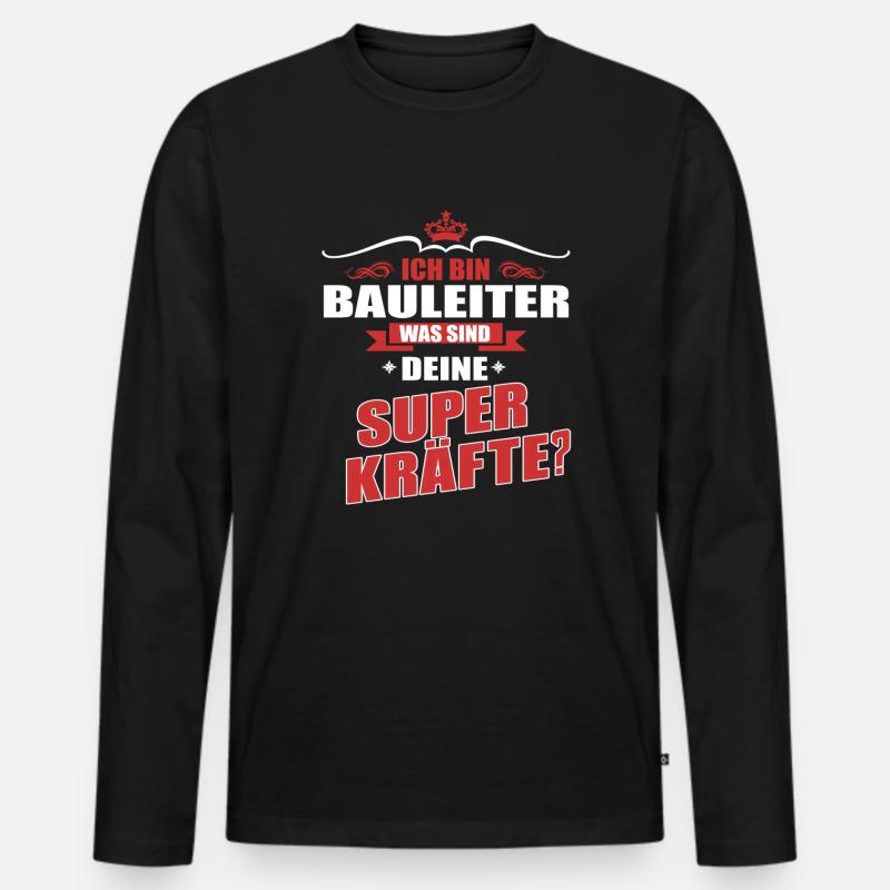 BAULEITER-Superkräfte GESCHENK - Männer Premium Bio Langarmshirt - Schwarz