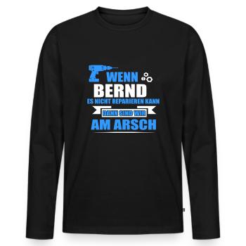 BERND -Geschenk - Männer Premium Bio Langarmshirt - Schwarz - Vorne - Nico (187cm)