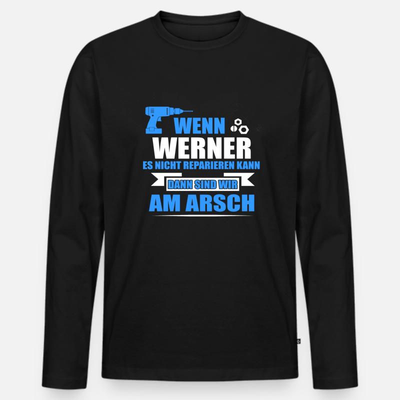 WERNER-Geschenk - Männer Premium Bio Langarmshirt - Schwarz
