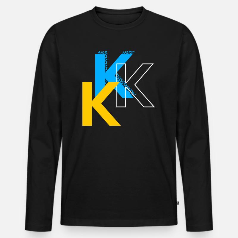 Buchstabe K - Männer Premium Bio Langarmshirt - Schwarz