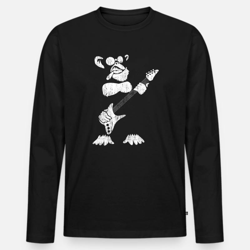 Rock'n'Roll-Affe - Männer Premium Bio Langarmshirt - Schwarz