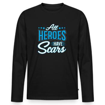 Tous les héros ont des cicatrices - T-shirt manches longues Premium bio Homme - noir - Devant - Nico (187cm)