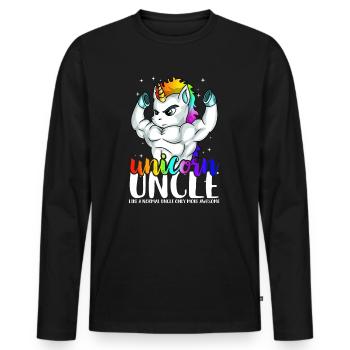 Unicorn Oncle Like Normal Oncle Only Awesome Mens - T-shirt manches longues Premium bio Homme - noir - Devant - Nico (187cm)