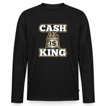 Bargeld ist King Dollar Money Bag Entrepreneur - Männer Premium Bio Langarmshirt - Schwarz - Vorne - Nico (187cm)