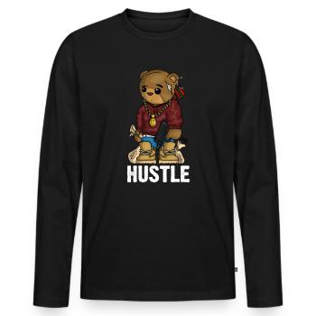 Hip Hop Teddy Bear Hustle Gun Get Money Rap Musique - T-shirt manches longues Premium bio Homme - noir - Devant - Nico (187cm)