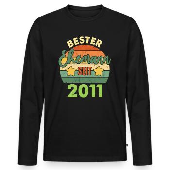 Bester Ehemann, Hochzeitstag, seit 2011, Hochzeit - Männer Premium Bio Langarmshirt - Schwarz - Vorne - Nico (187cm)