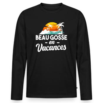 Vacances été plage palmier cadeau humour homme - T-shirt manches longues Premium bio Homme - noir - Devant - Nico (187cm)