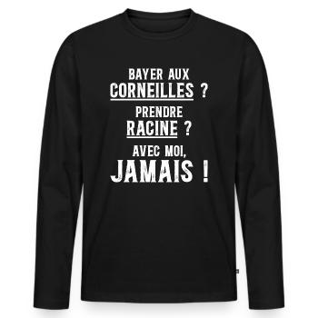 Citation Humour Jeu De Mots Prof De Français - T-shirt manches longues Premium bio Homme - noir - Devant - Nico (187cm)