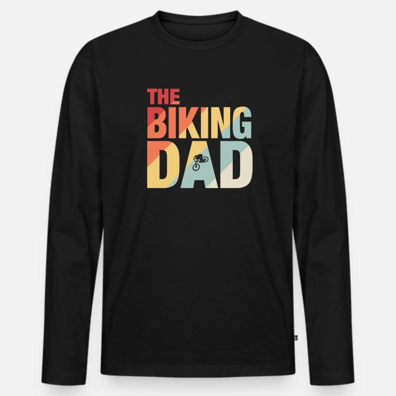 The Biking Dad - Männer Premium Bio Langarmshirt - Schwarz