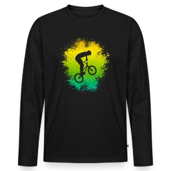 BMX Bicycle Kids Motif Freestyle BMX Rider - T-shirt manches longues Premium bio Homme - noir - Devant - Nico (187cm)