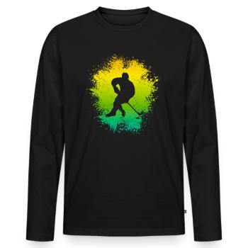 Hockey Kinder Eishockey Spieler Eishockeyspieler - Männer Premium Bio Langarmshirt - Schwarz - Vorne - Nico (187cm)