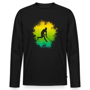 Floorball Player Floorball Floorball Player - Men's Premium Organic Long Sleeve Shirt - black - Front - Nico (187cm)