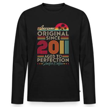 2011 Vintage Original Retro Birthday Gift - Men's Premium Organic Long Sleeve Shirt - black - Front - Nico (187cm)