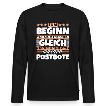 Zum Beginn gleich die besten wurden Postbote - Männer Premium Bio Langarmshirt - Schwarz - Vorne - Nico (187cm)