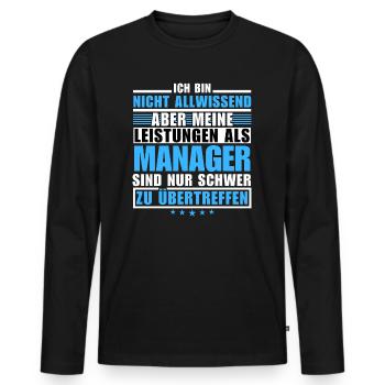 Des performances inégalées en tant que manager - T-shirt manches longues Premium bio Homme - noir - Devant - Nico (187cm)