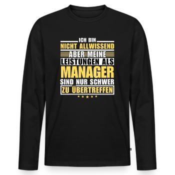 Des performances inégalées en tant que manager - T-shirt manches longues Premium bio Homme - noir - Devant - Nico (187cm)