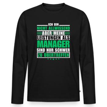 Des performances inégalées en tant que manager - T-shirt manches longues Premium bio Homme - noir - Devant - Nico (187cm)