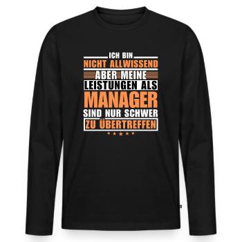 Des performances inégalées en tant que manager - T-shirt manches longues Premium bio Homme - noir - Devant - Nico (187cm)