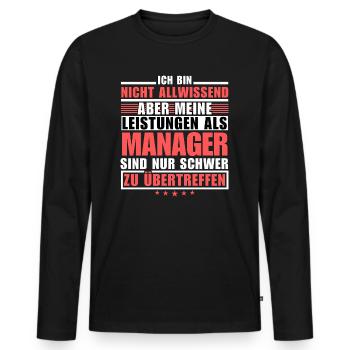Des performances inégalées en tant que manager - T-shirt manches longues Premium bio Homme - noir - Devant - Nico (187cm)