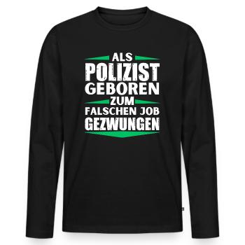 Un policier a décroché le mauvais emploi - T-shirt manches longues Premium bio Homme - noir - Devant - Nico (187cm)