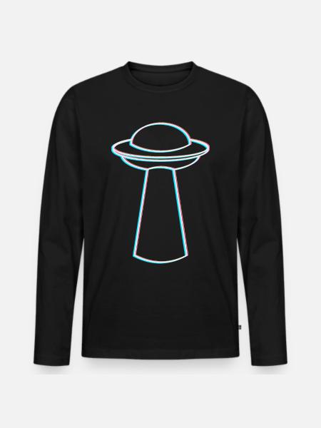 UFO Glitch – Rave & Techno Vibes - Men's Premium Organic Long Sleeve Shirt - black