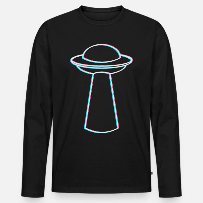 UFO Glitch – Rave & Techno Vibes - Männer Premium Bio Langarmshirt - Schwarz