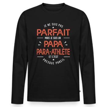 je suis un papa para athlète cadeau handicape - T-shirt manches longues Premium bio Homme - noir - Devant - Nico (187cm)
