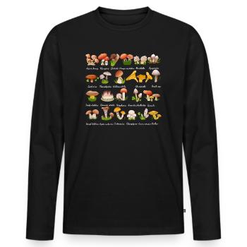 Mycologie Cueilleur de Champignons - T-shirt manches longues Premium bio Homme - noir - Devant - Nico (187cm)